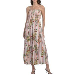 US TOGETHER Red Multi Smocked Top Printed Jumpsuit